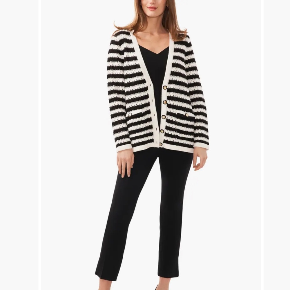 NWOT Halogen Stripe V-Neck Cardigan Sz Medium